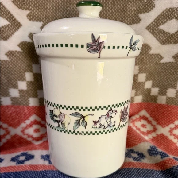 Winnie The Pooh ceramic canister with 100 acre woods pattern - Picture 1 of 5